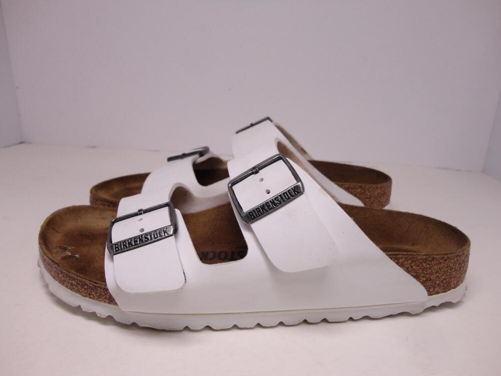 Birkenstock Arizona Sandals Womens Size 8 39 White Double Strap Slides Shoes